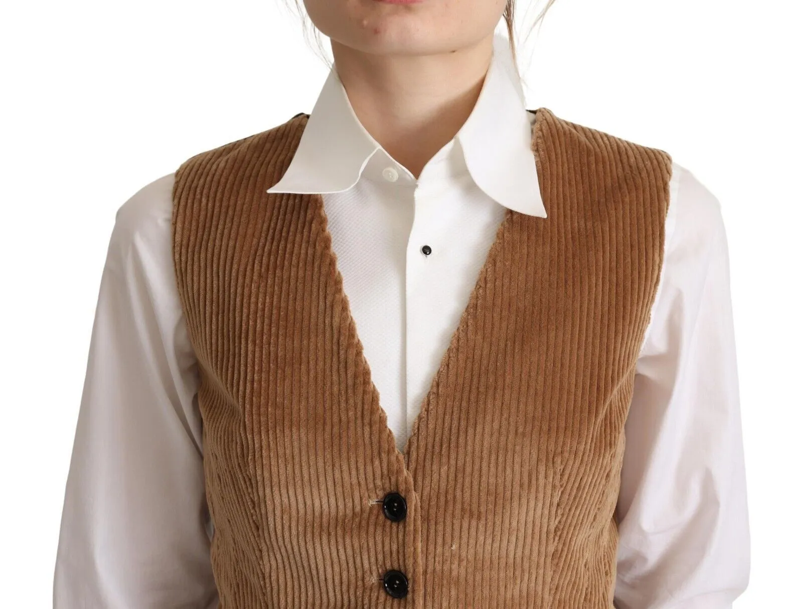 Dolce & Gabbana Women's Elegant Sleeveless V-Neck Corduroy Vest