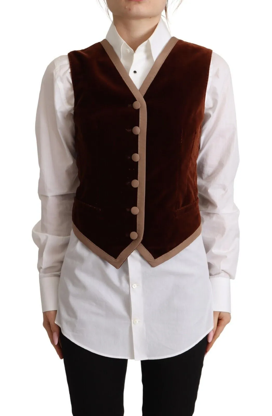 Dolce & Gabbana Women's Elegant Bordeaux Velvet Sleeveless Top