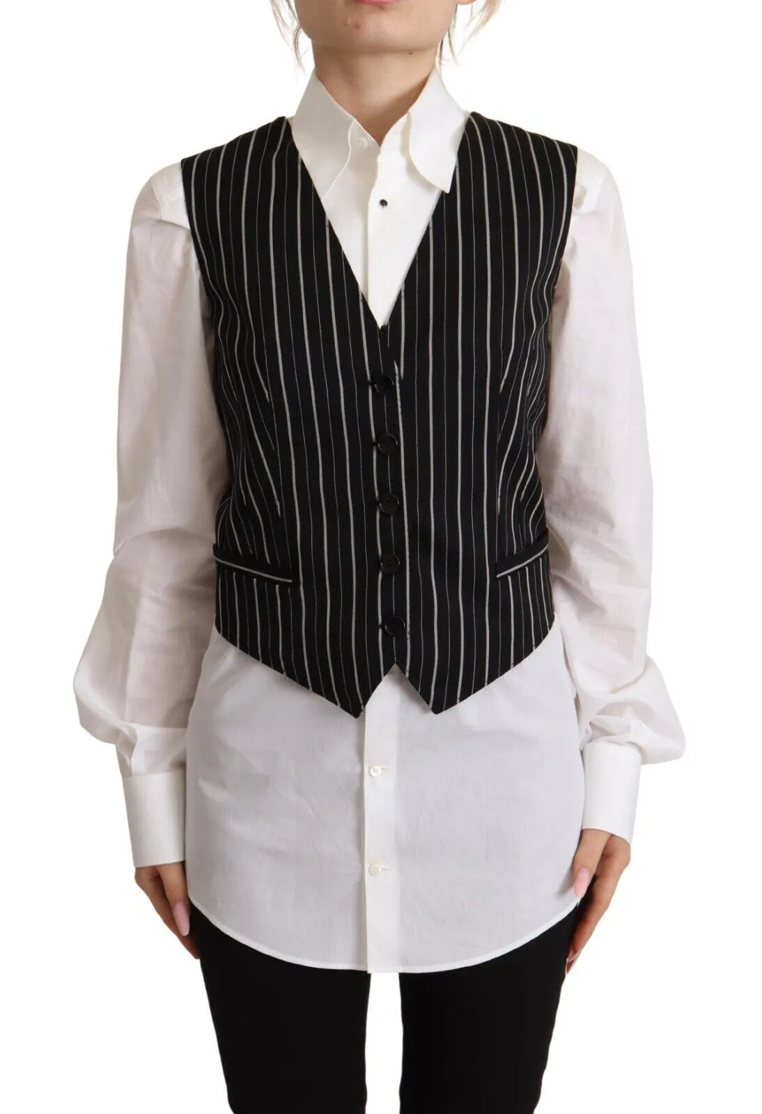 Dolce & Gabbana Women's Elegant V-Neck Sleeveless Wool-Blend Vest