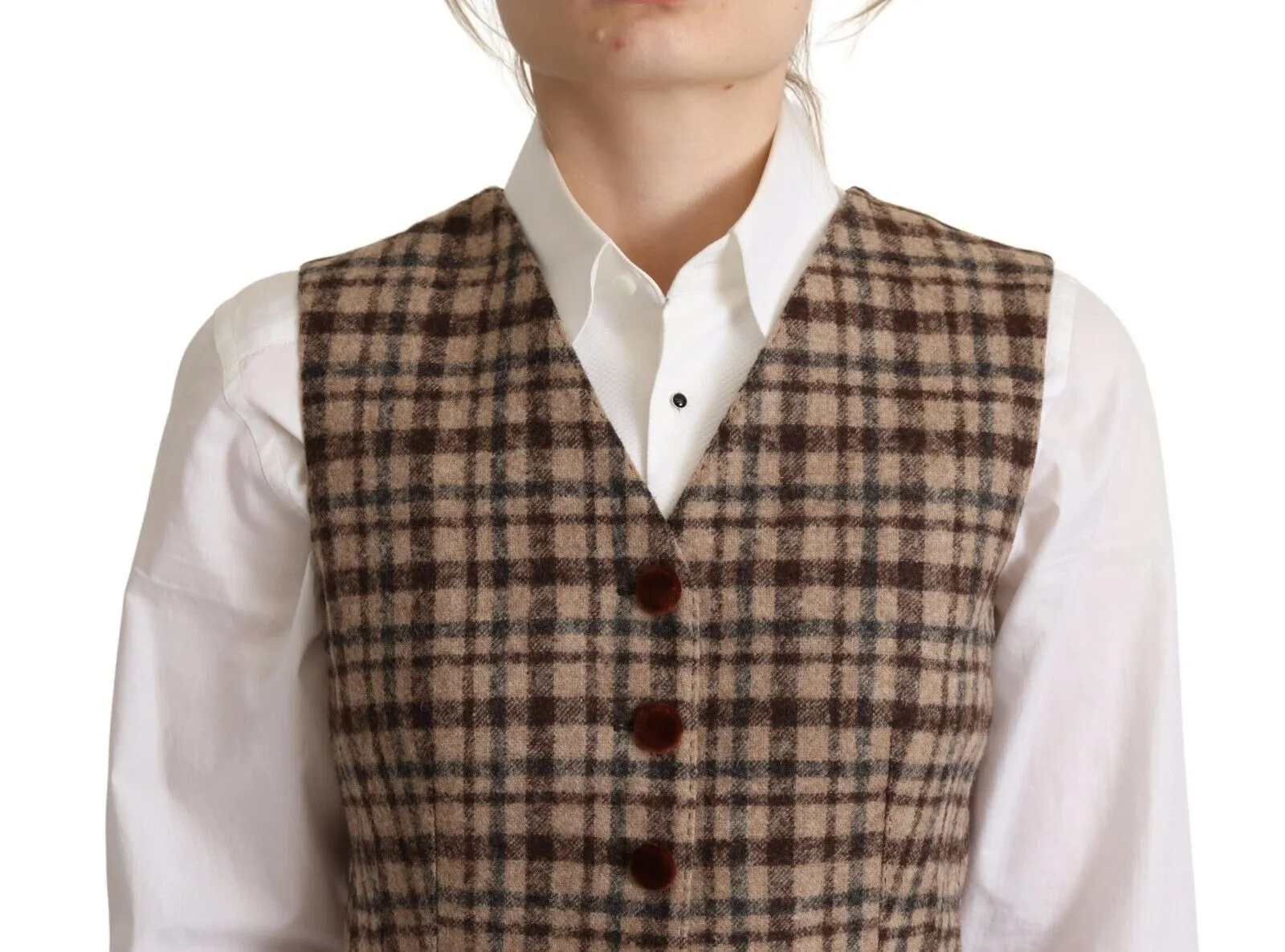Dolce & Gabbana Women's Elegant Checkered V-Neck Sleeveless Vest Top