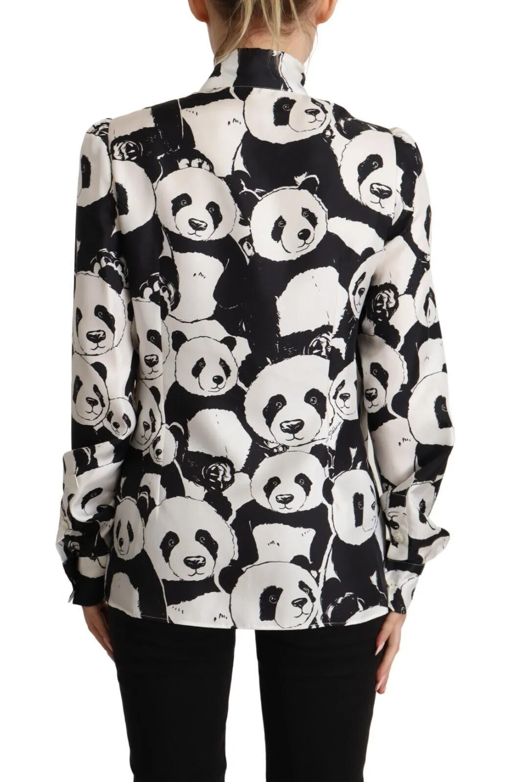 Dolce & Gabbana Women's Chic Panda Print Silk Blouse