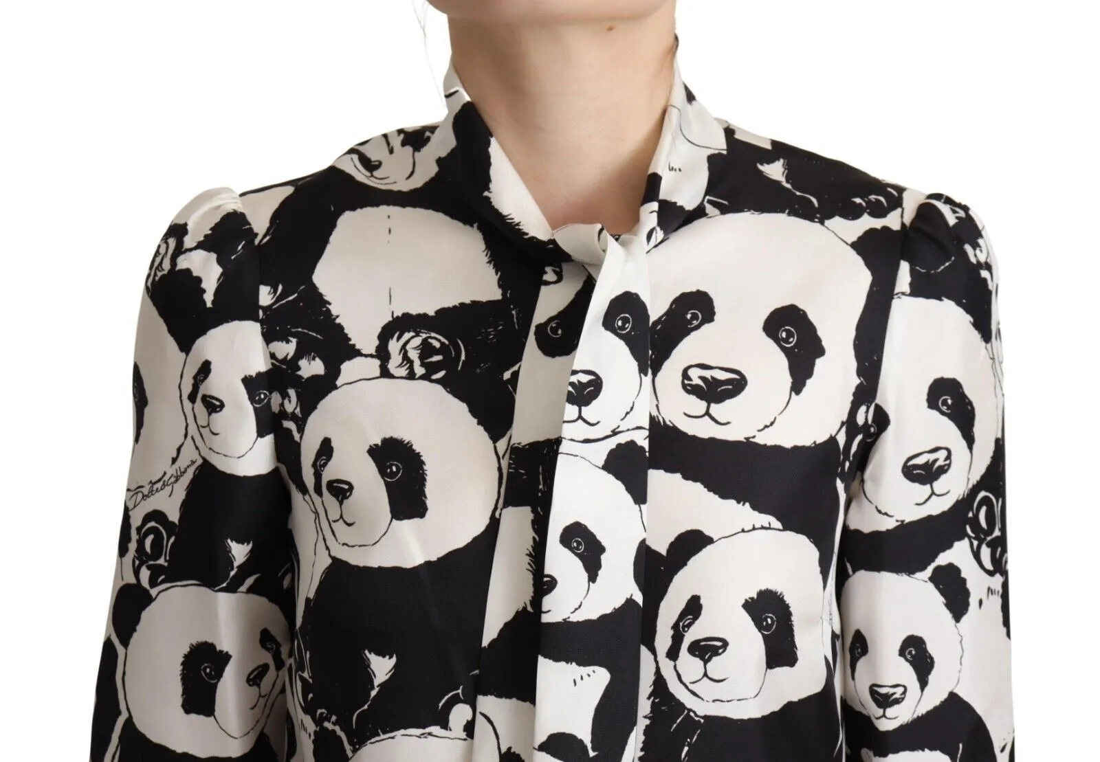 Dolce & Gabbana Women's Chic Panda Print Silk Blouse