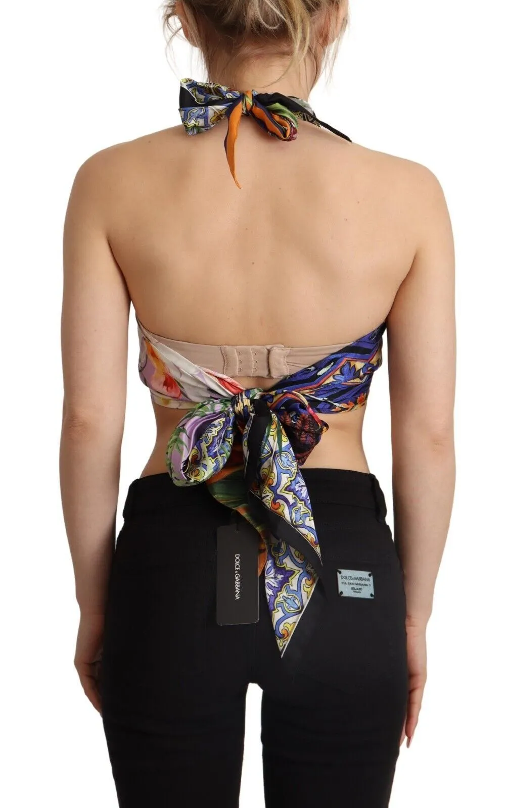 Dolce & Gabbana Women's Sumptuous Silk Halter Cropped Top - Multicolor