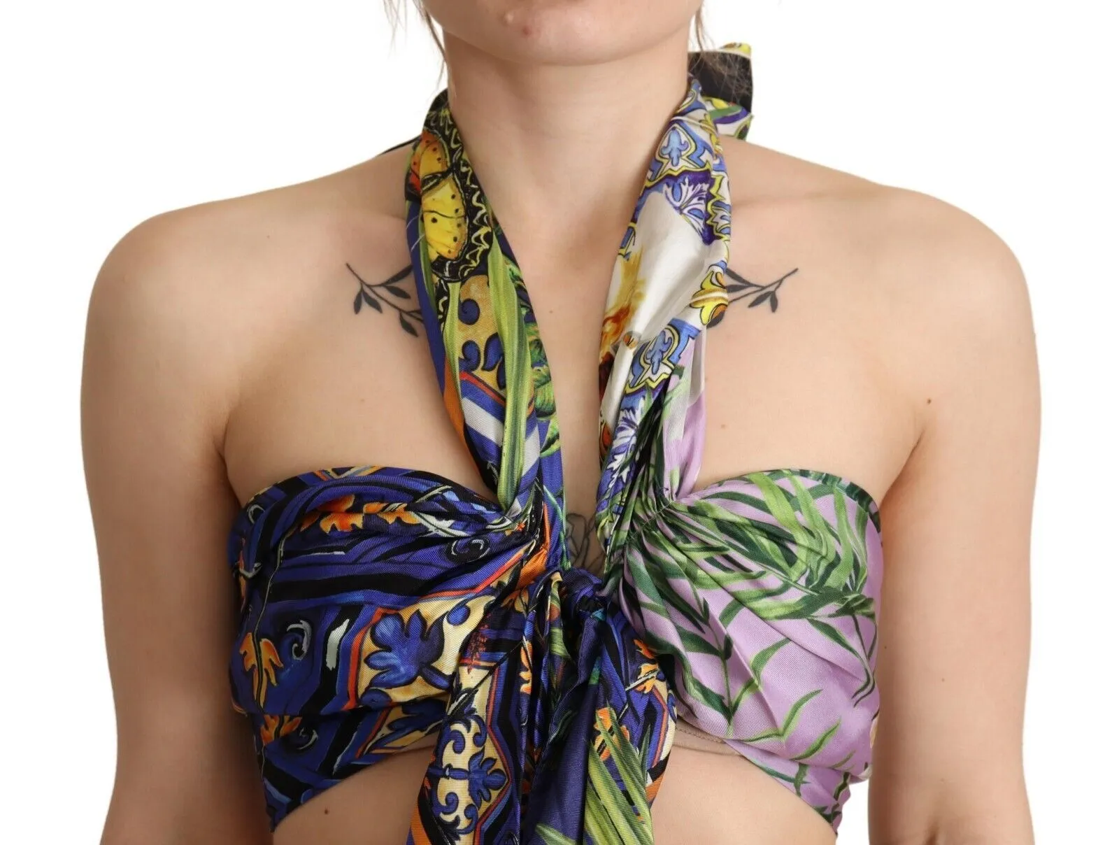 Dolce & Gabbana Women's Sumptuous Silk Halter Cropped Top - Multicolor