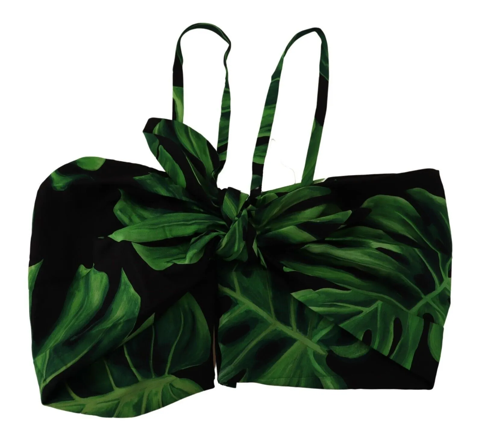 Dolce & Gabbana Women's Elegant Leaf Print Halter Cropped Top