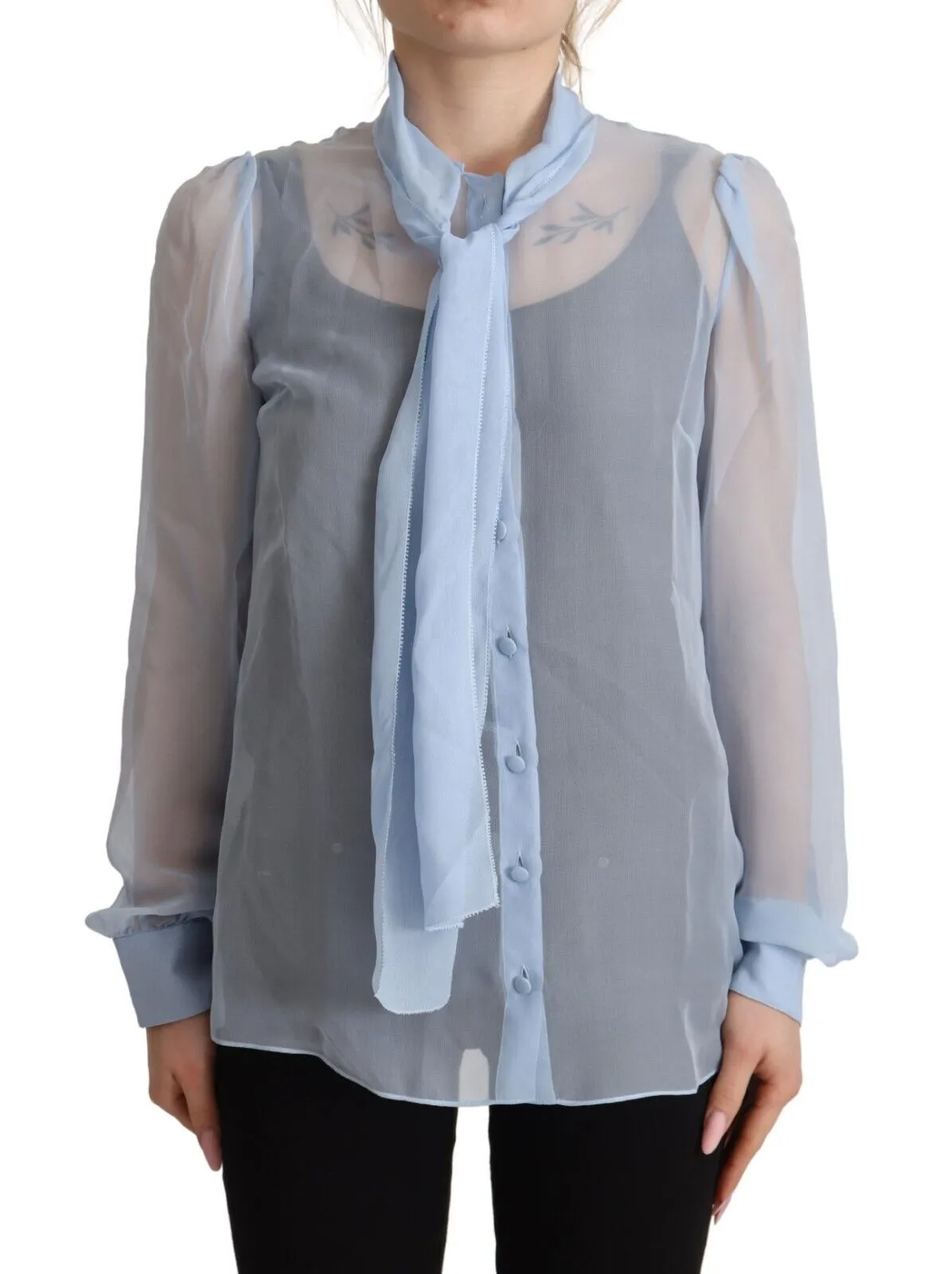 Dolce & Gabbana Women's Elegant Silk Ascot Collar Blouse