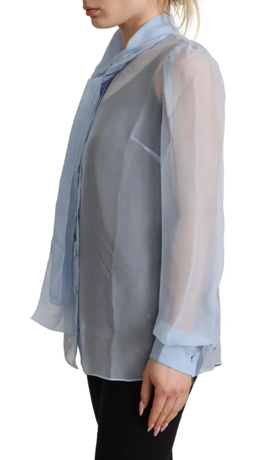 Dolce & Gabbana Women's Elegant Silk Ascot Collar Blouse
