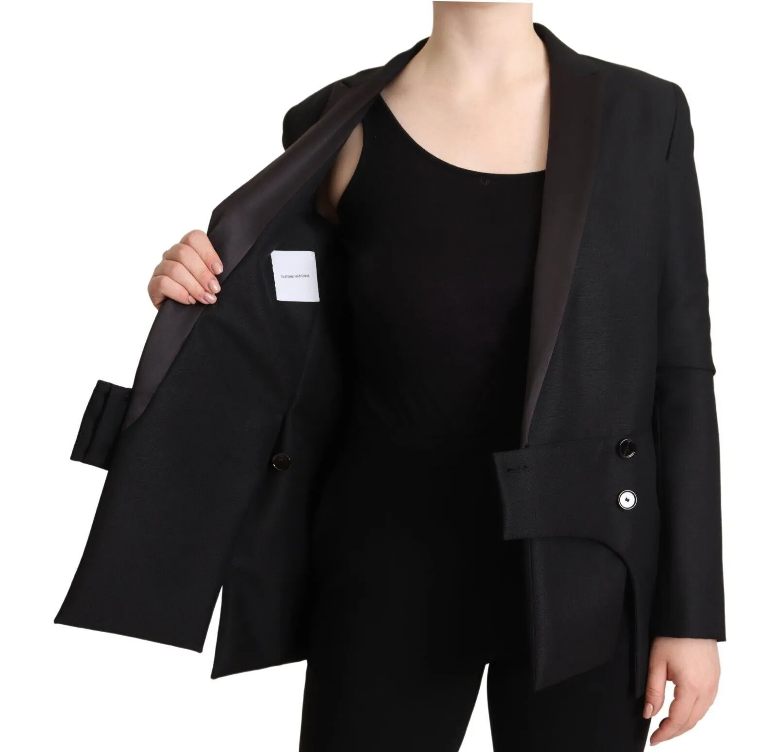 Costume National Women's Elegant Black Double-Breasted Blazer
