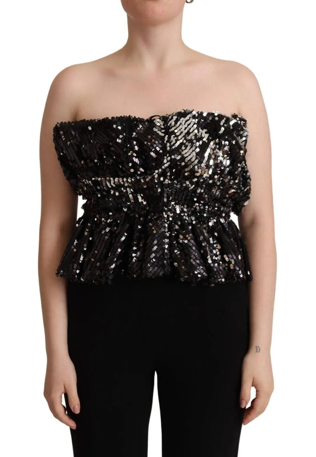 Aniye By Women's Elegant Strapless Sequined Top
