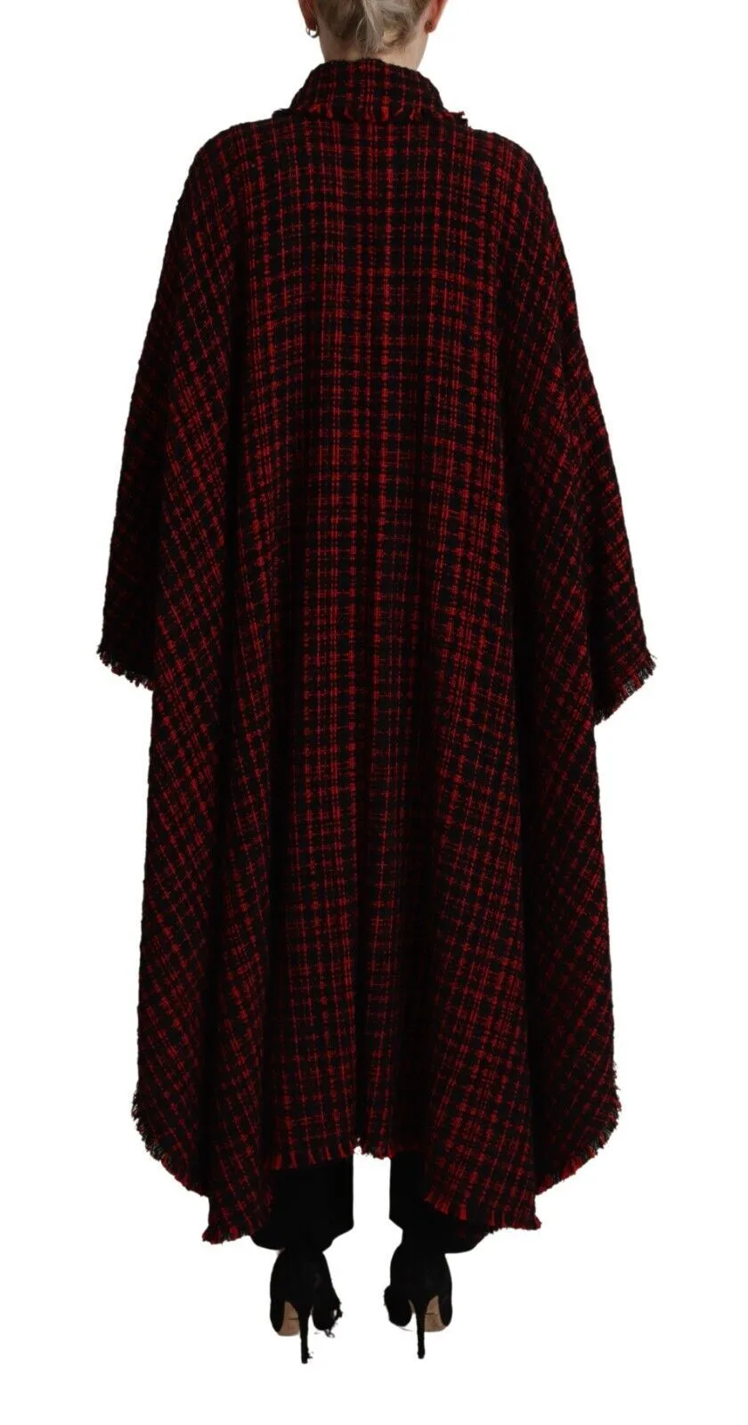 Dolce & Gabbana Women's Elegant Red & Black Long Sleeve Overcoat Jacket