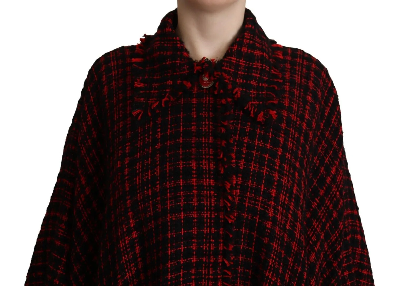 Dolce & Gabbana Women's Elegant Red & Black Long Sleeve Overcoat Jacket