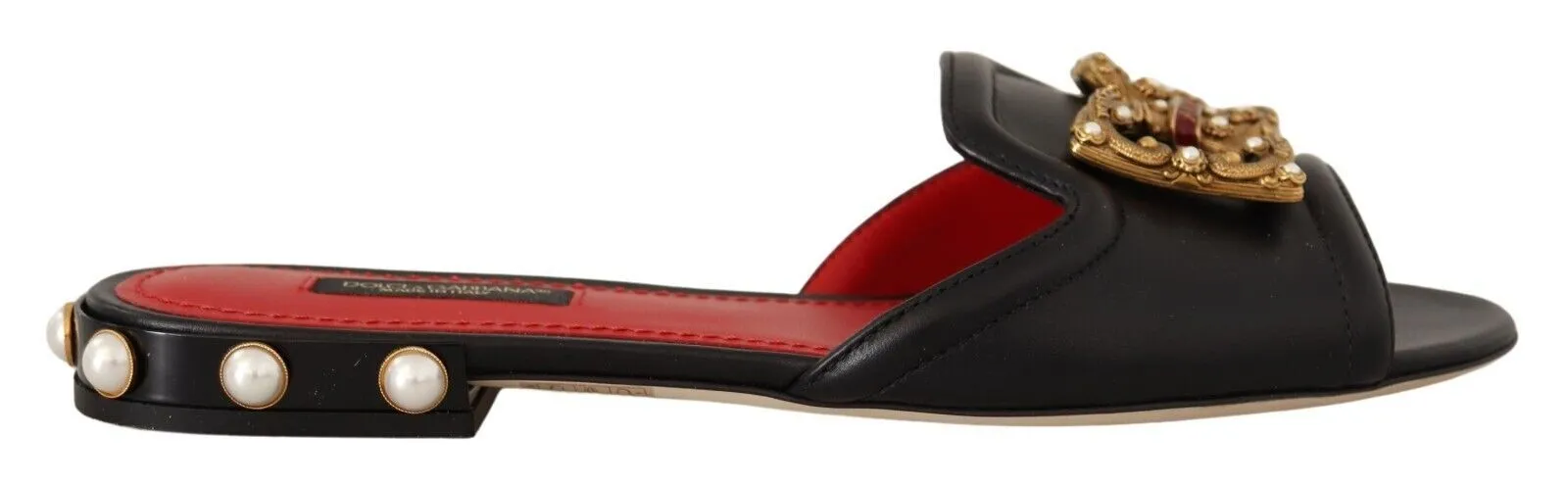 Dolce & Gabbana Women's Elegant Amore Embellished Leather Sandals