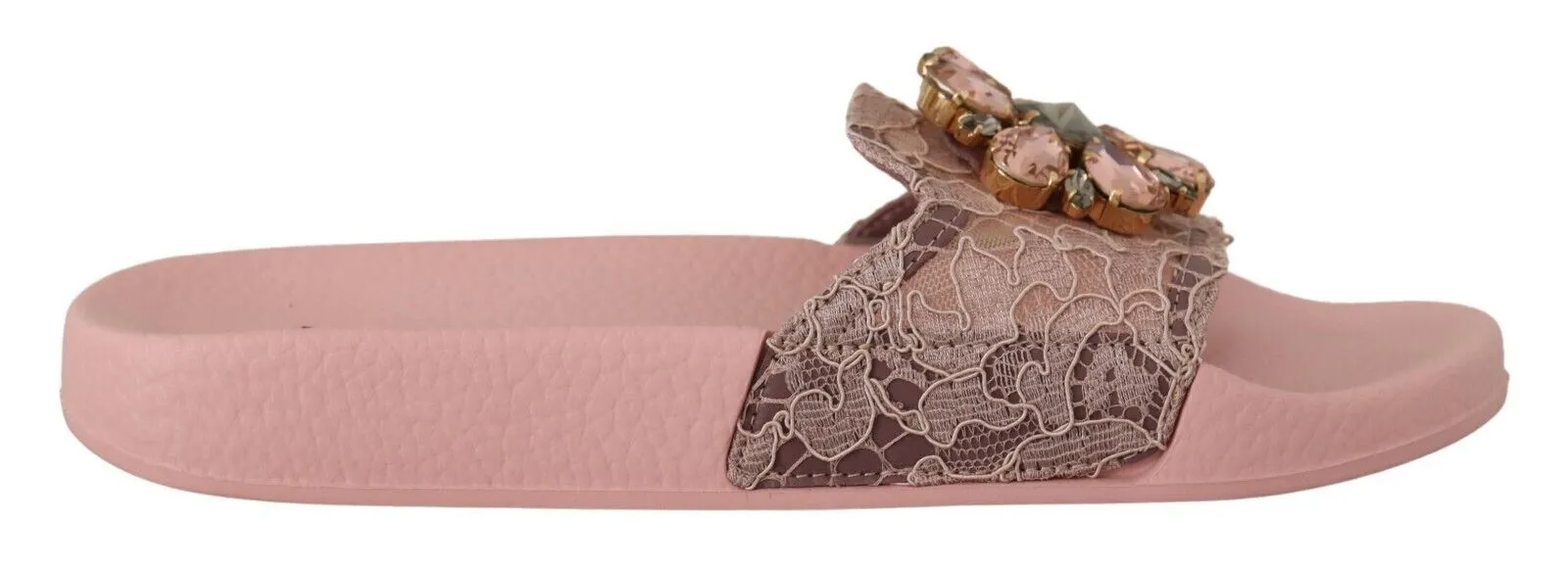 Dolce & Gabbana Women's Floral Lace Crystal Embellished Slide Flats