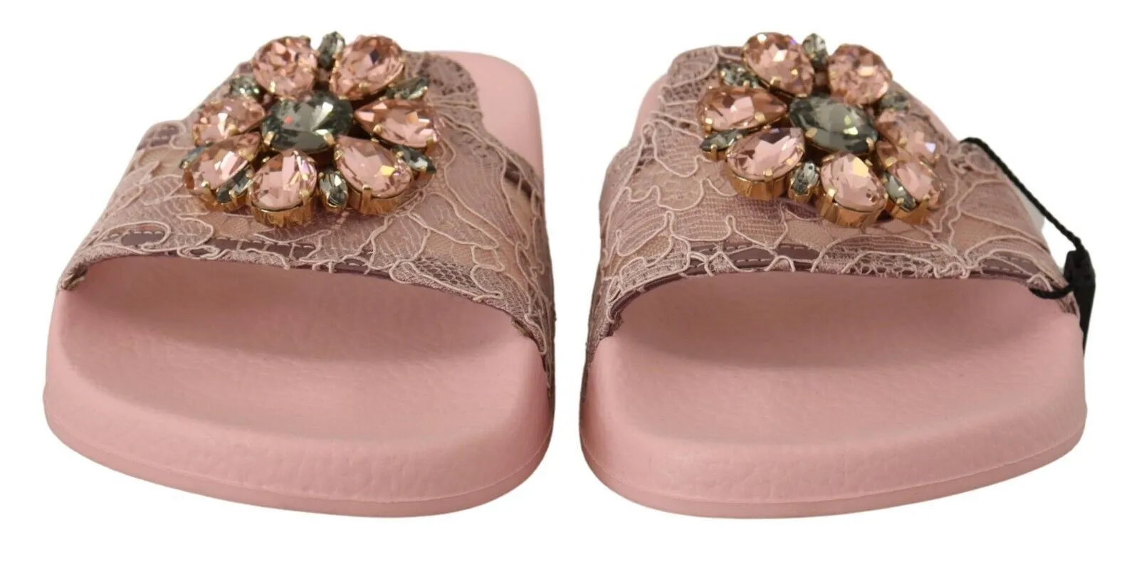 Dolce & Gabbana Women's Floral Lace Crystal Embellished Slide Flats
