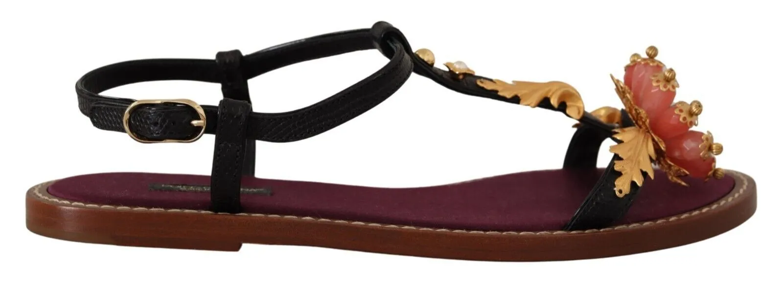 Dolce & Gabbana Women's Embroidered Flat Leather Sandals