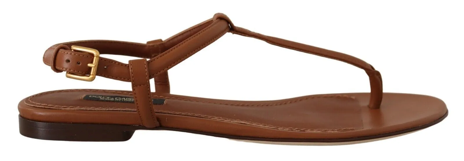 Dolce & Gabbana Women's Elegant Leather T-Strap Flat Sandals