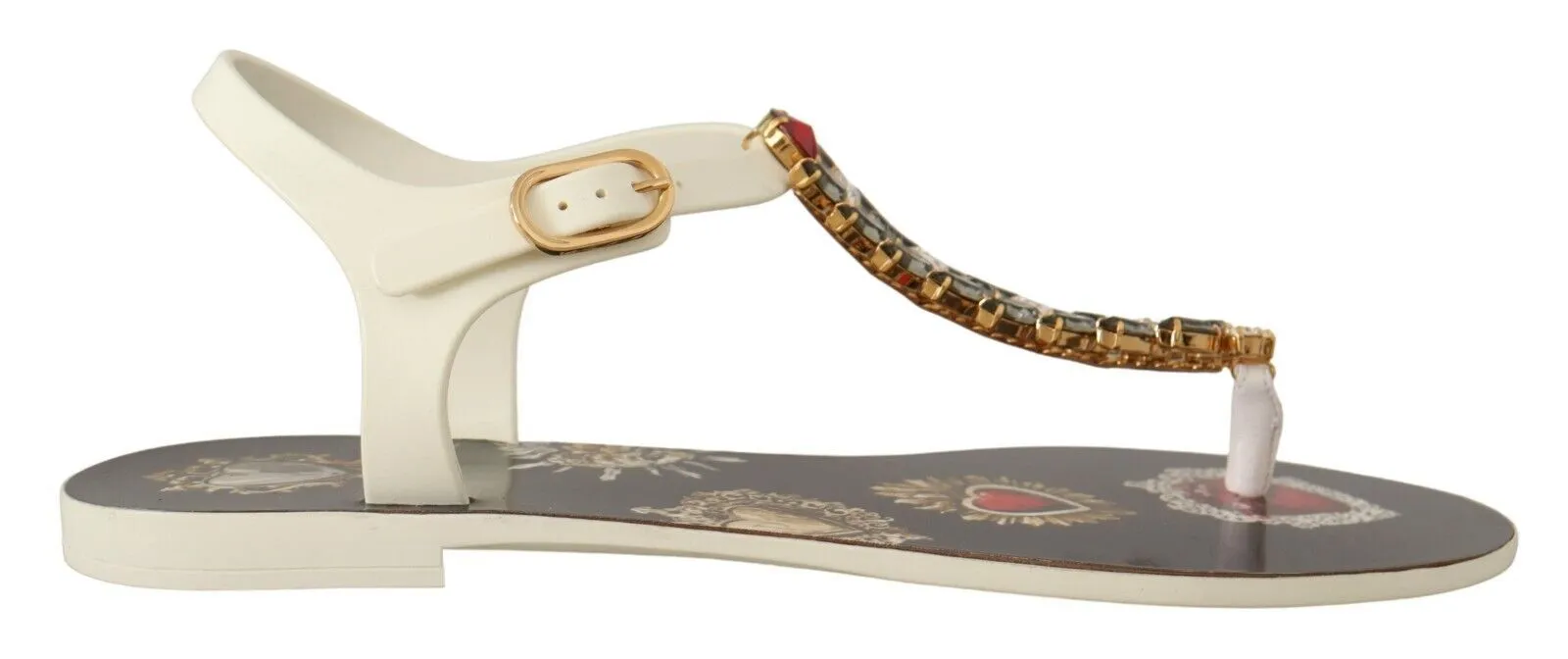 Dolce & Gabbana Women's T-Strap Heart Crystal Embellished Sandals