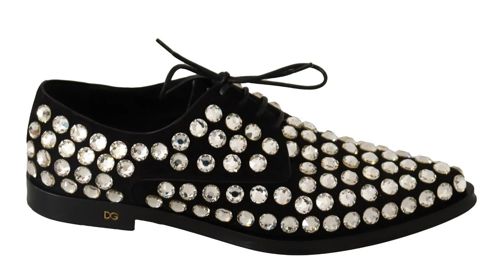 Dolce & Gabbana Women's Elegant Crystal-Embellished Lace-Up Flats