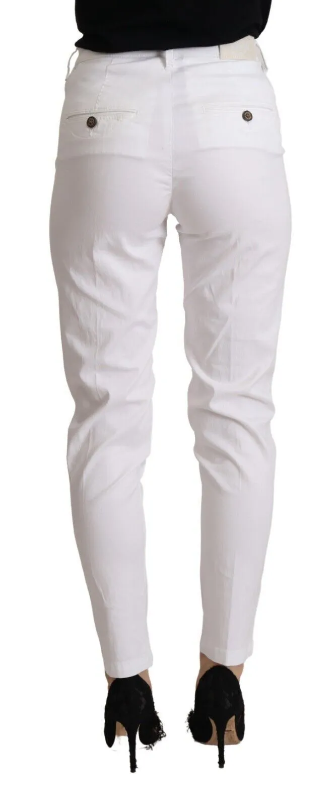 Jacob Cohen Women's Chic White Mid Waist Skinny Cropped Pants