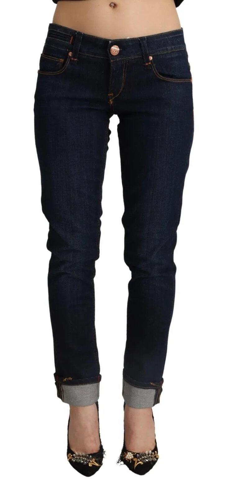 Acht Women's Slim Fit Dark Blue Denim Elegance