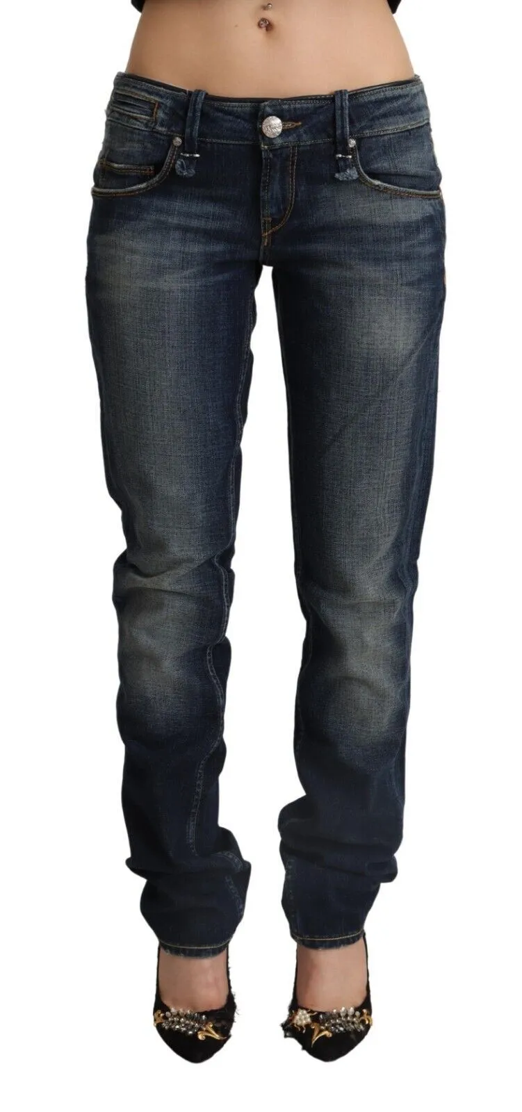 Acht Women's Chic Dark Blue Low Waist Skinny Jeans