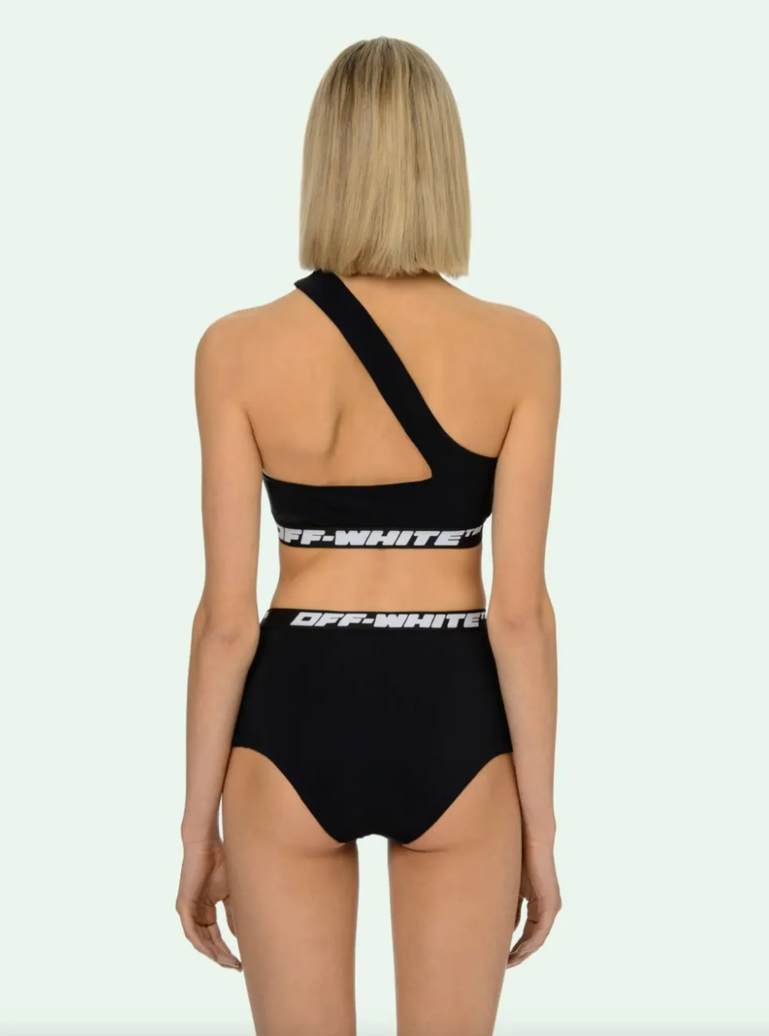 Off-White Women's Chic Black Shoulder Bikini - Italian Craftsmanship