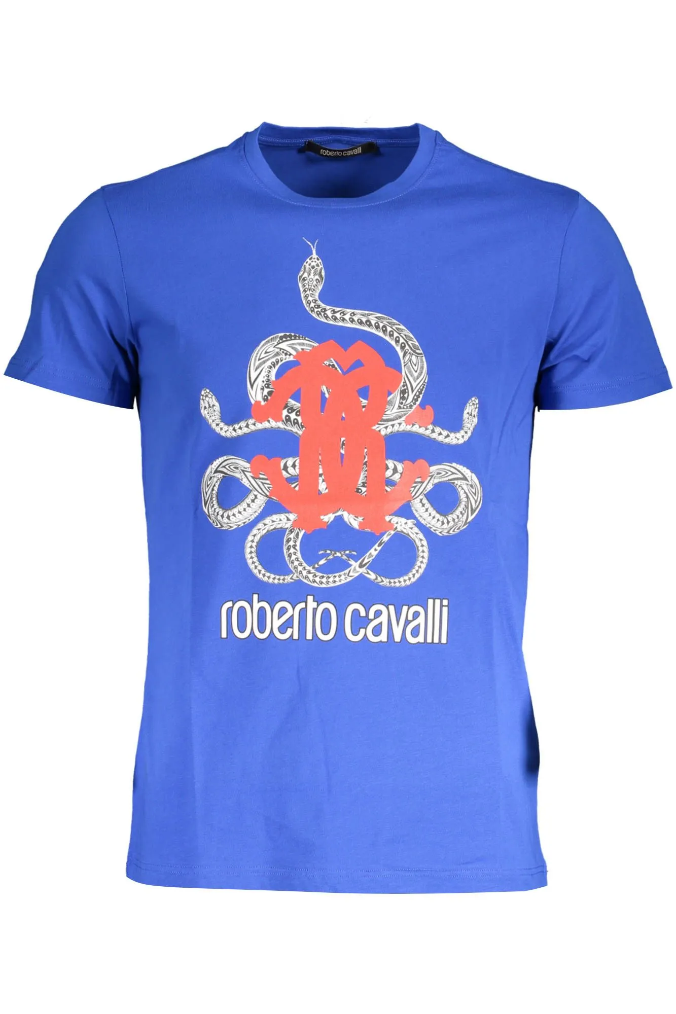 Roberto Cavalli Blue Cotton Men T-Shirt