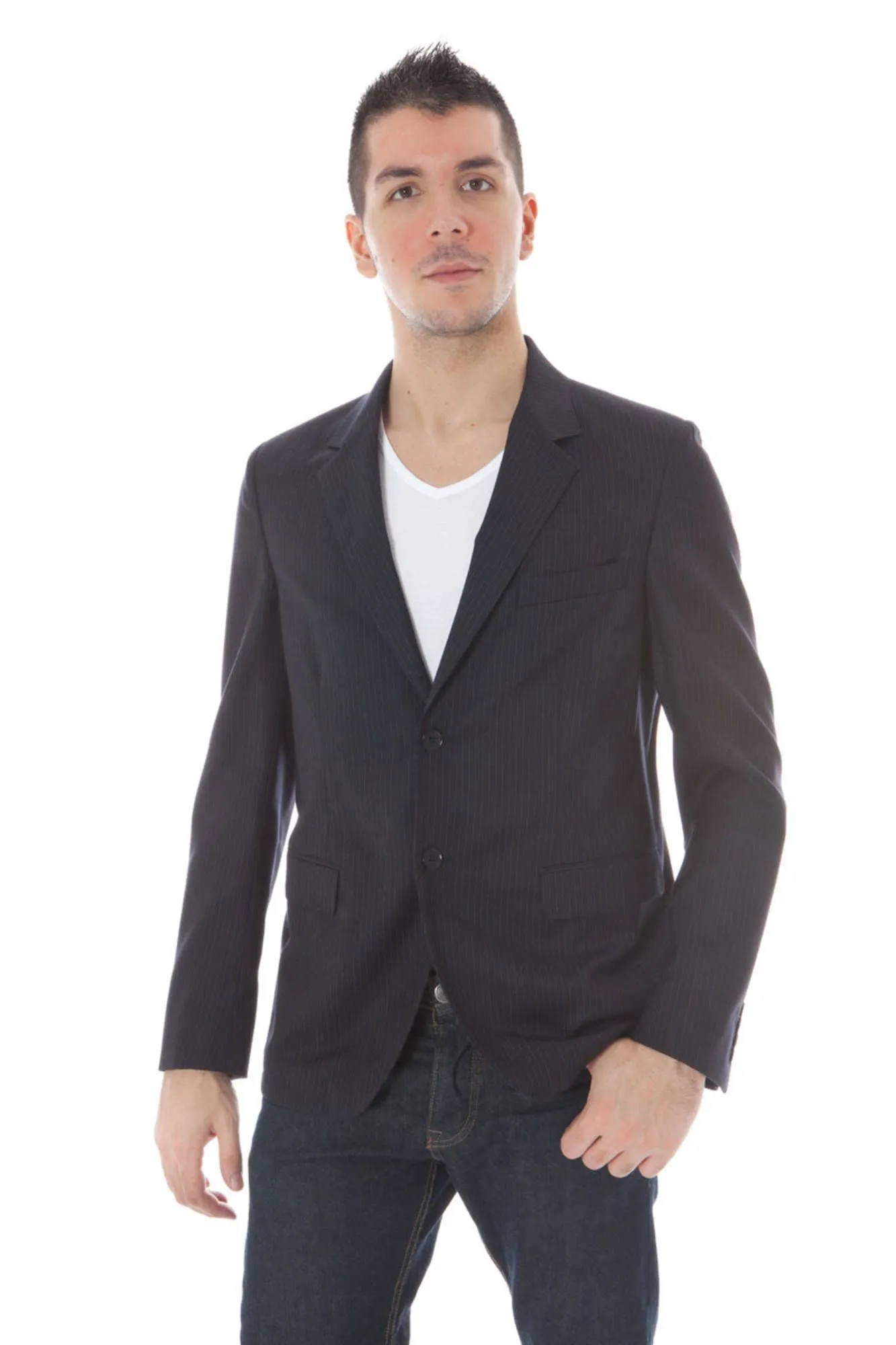 Calvin Klein Blue Wool Men Jacket