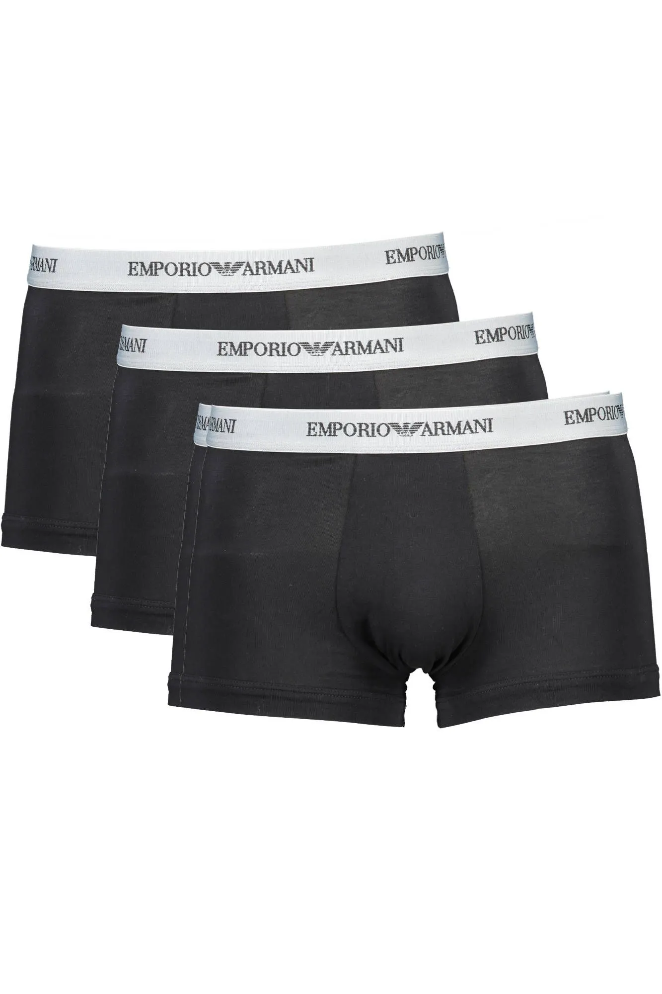 Emporio Armani Black Cotton Men Trunks Trio Pack