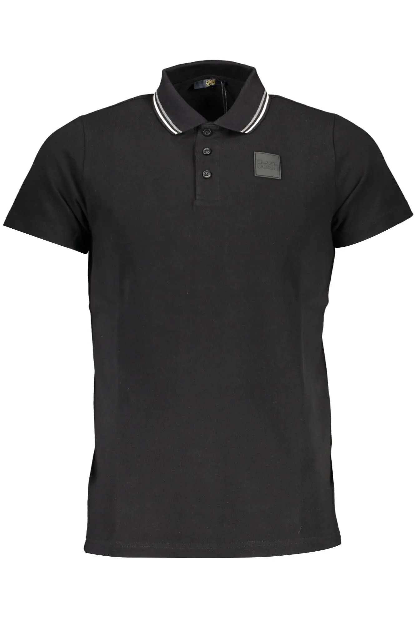 Cavalli Class Black Cotton Men Polo Shirt