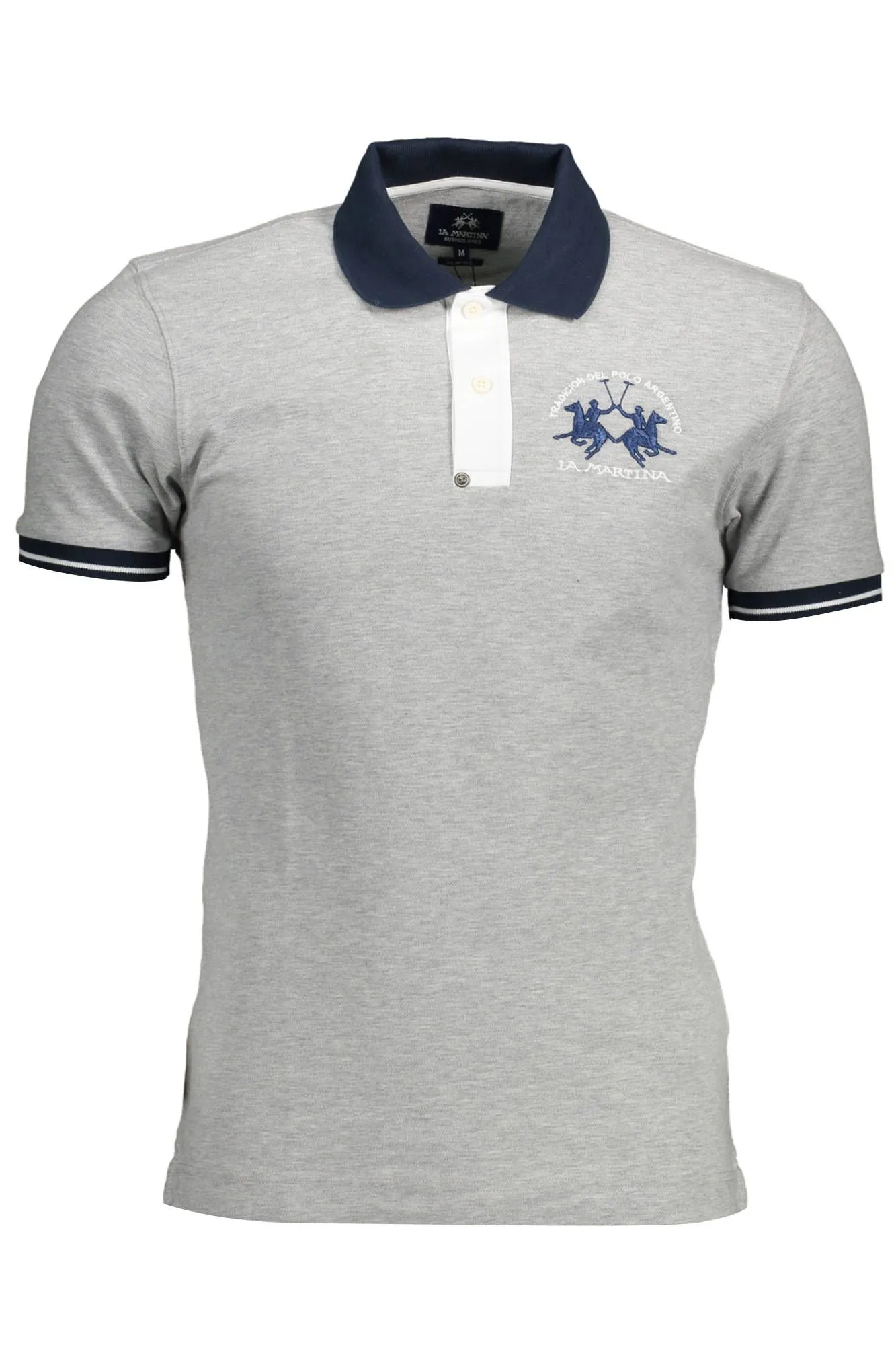 La Martina Gray Cotton Men Polo Shirt