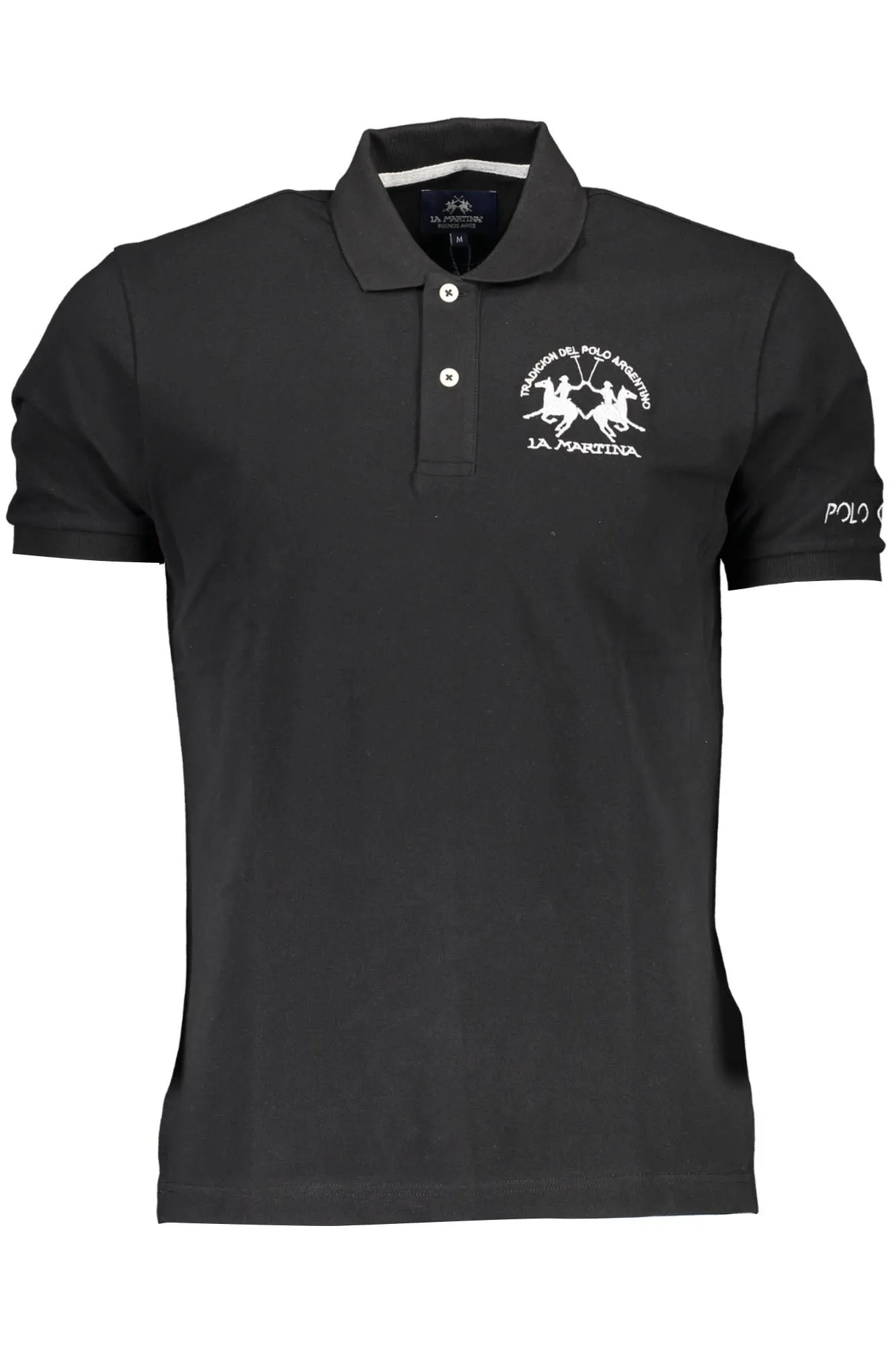La Martina Black Cotton Men Polo Shirt