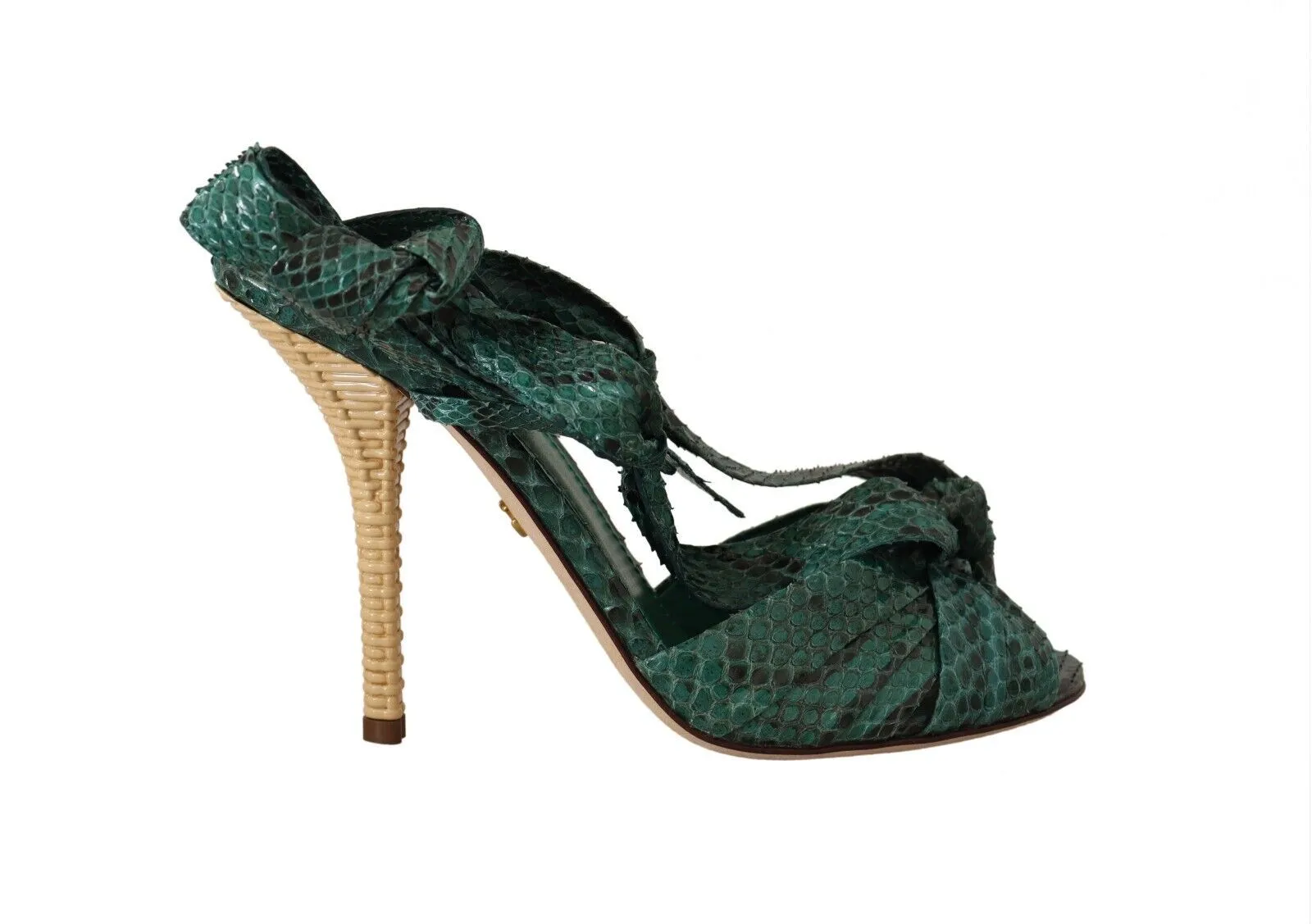 Dolce & Gabbana Women's Emerald Exotic Leather Heeled Sandals