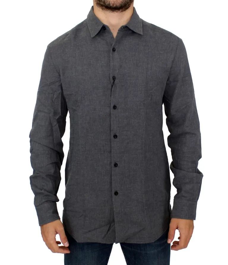 Costume National Men's Sleek Slim Fit Charcoal Casual Shirt
