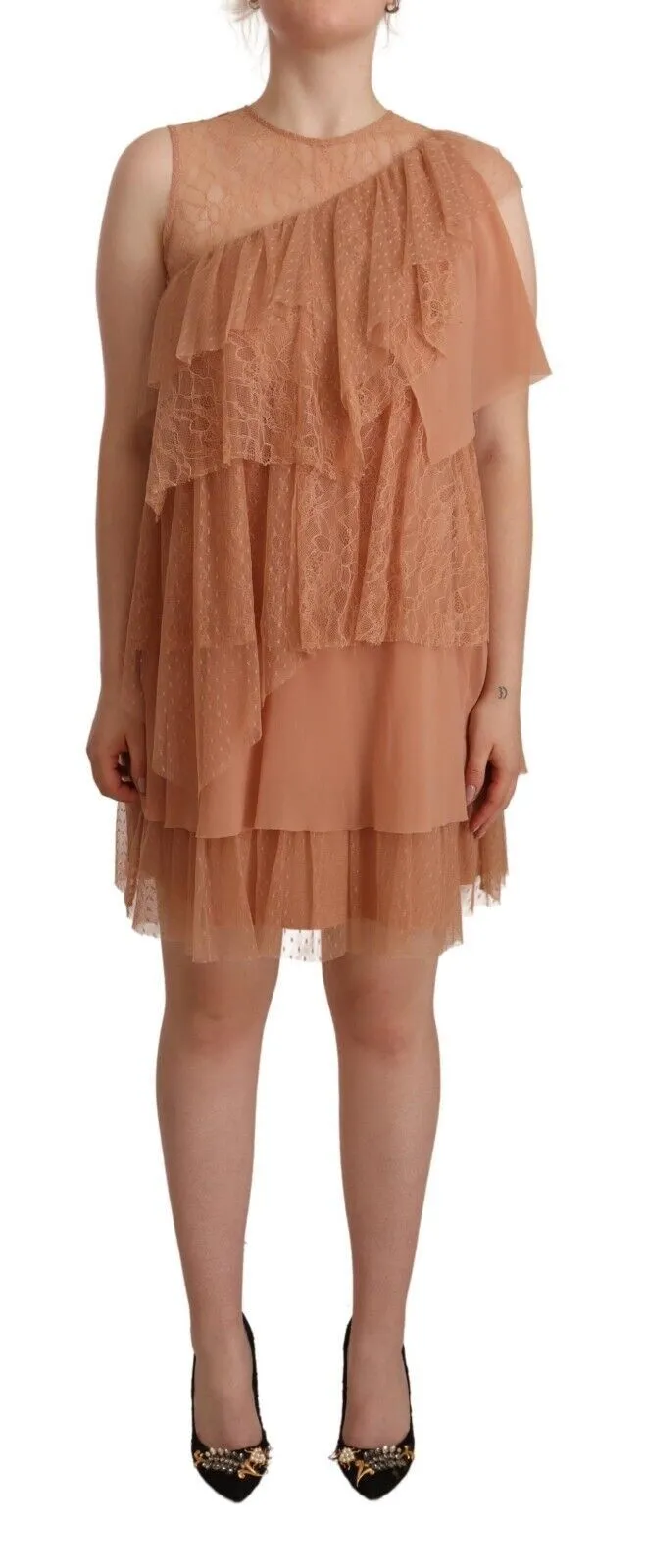 Liu Jo Women's Chic Pink Sleeveless Tiered Mini Dress