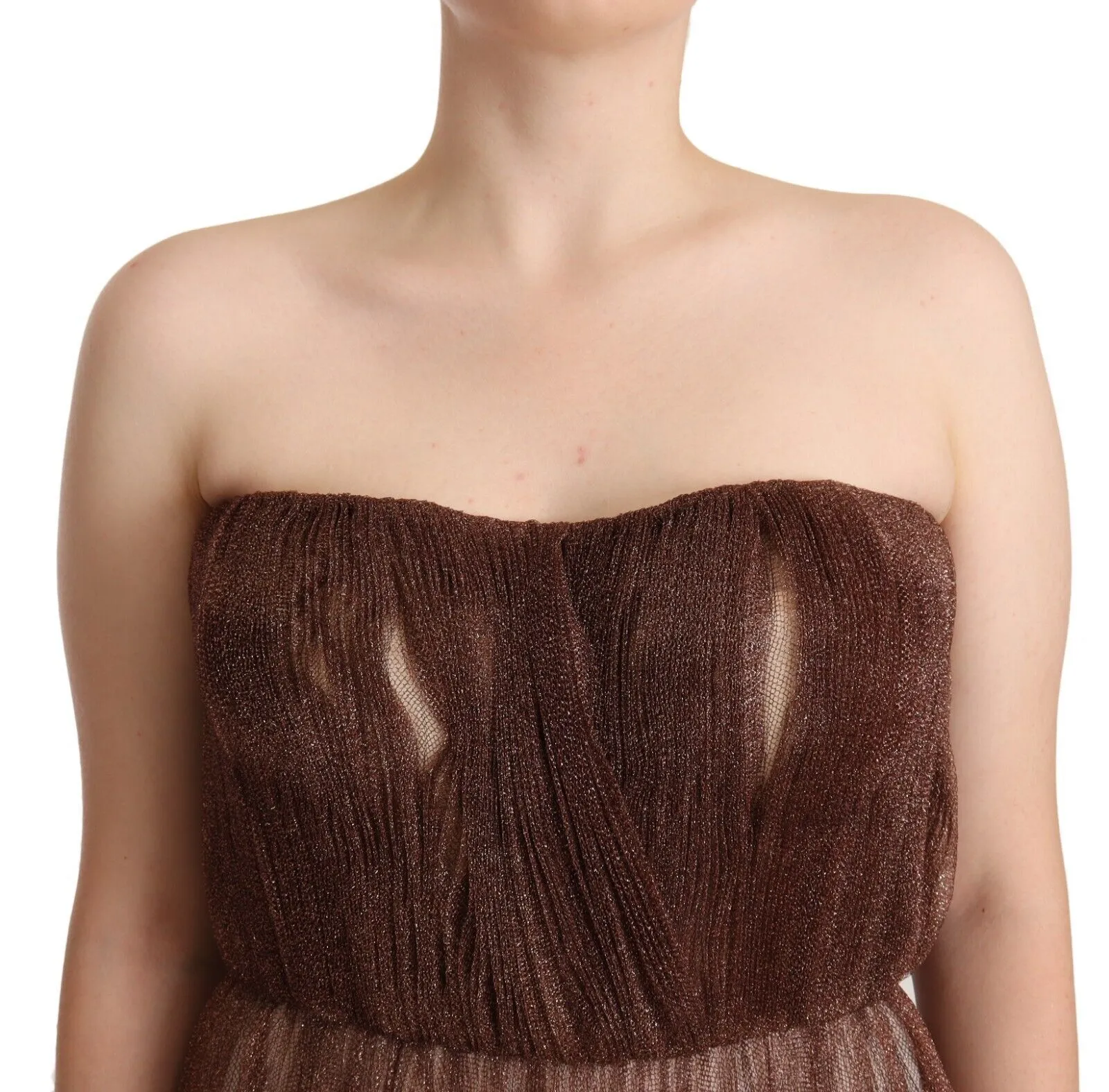 Dolce & Gabbana Women's Elegant Metallic Bronze Long Gown