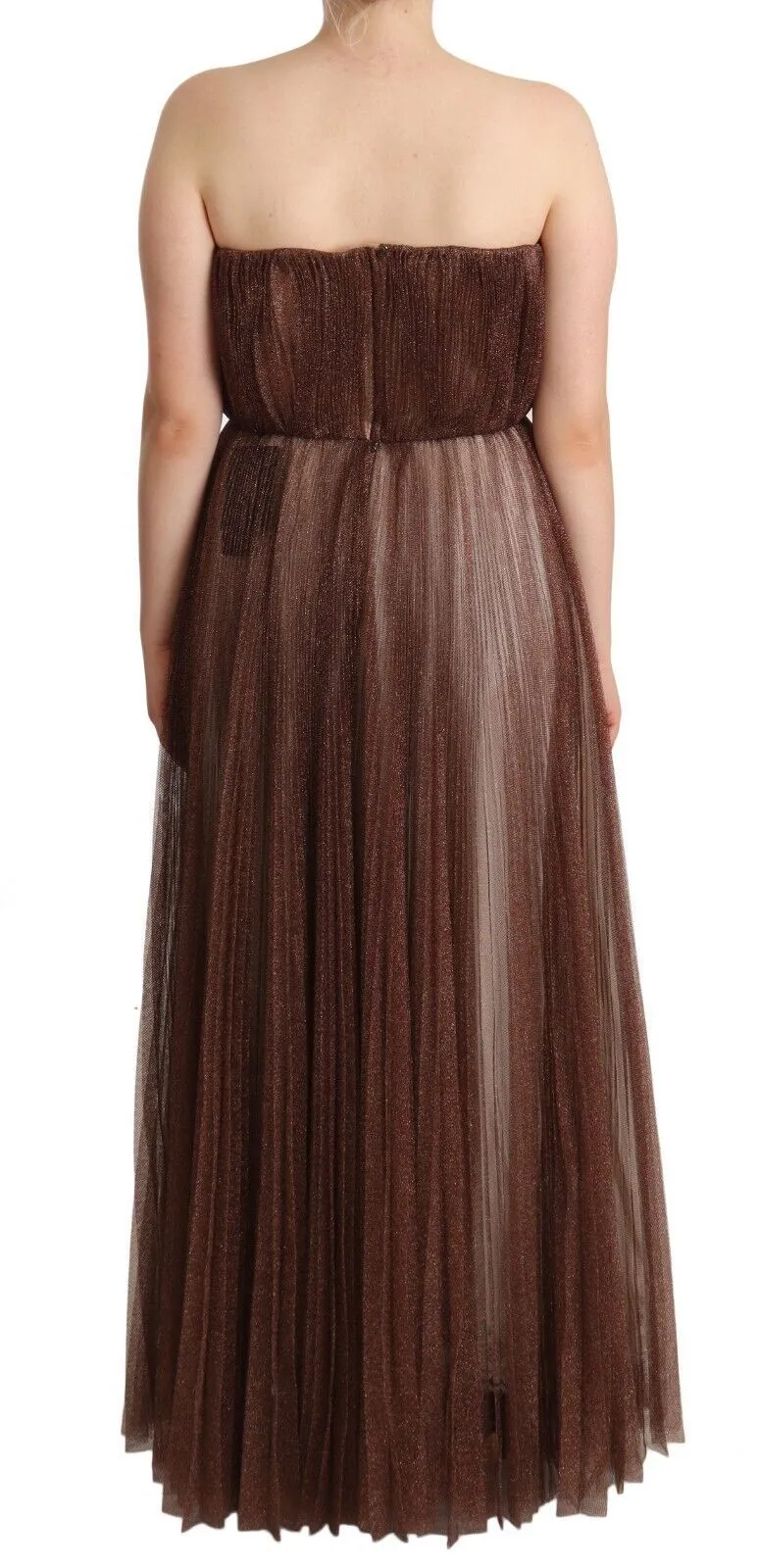 Dolce & Gabbana Women's Elegant Metallic Bronze Long Gown
