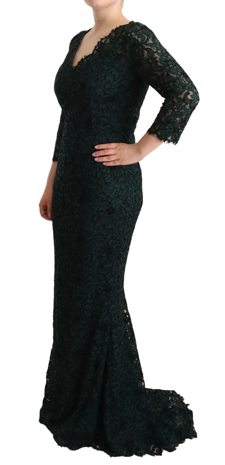 Dolce & Gabbana Women's Elegant Lace Floor-Length V-Neck Dress