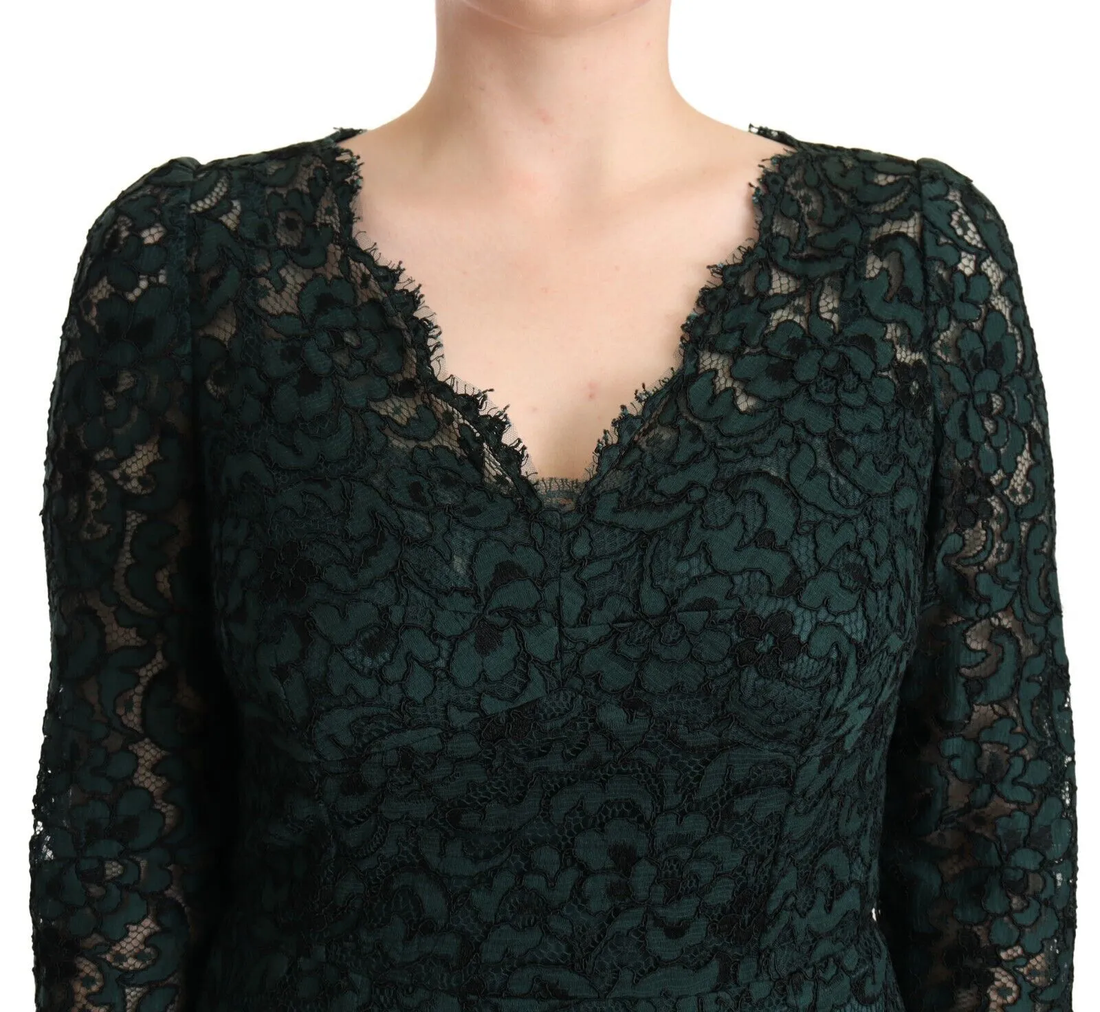 Dolce & Gabbana Women's Elegant Lace Floor-Length V-Neck Dress