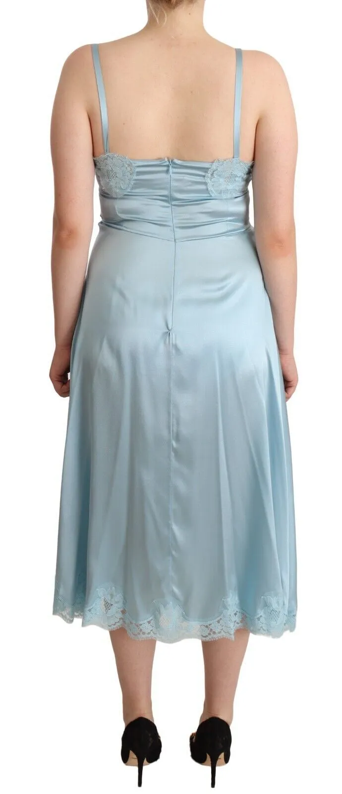 Dolce & Gabbana Women's Elegant Lace Trim A-Line Midi Dress