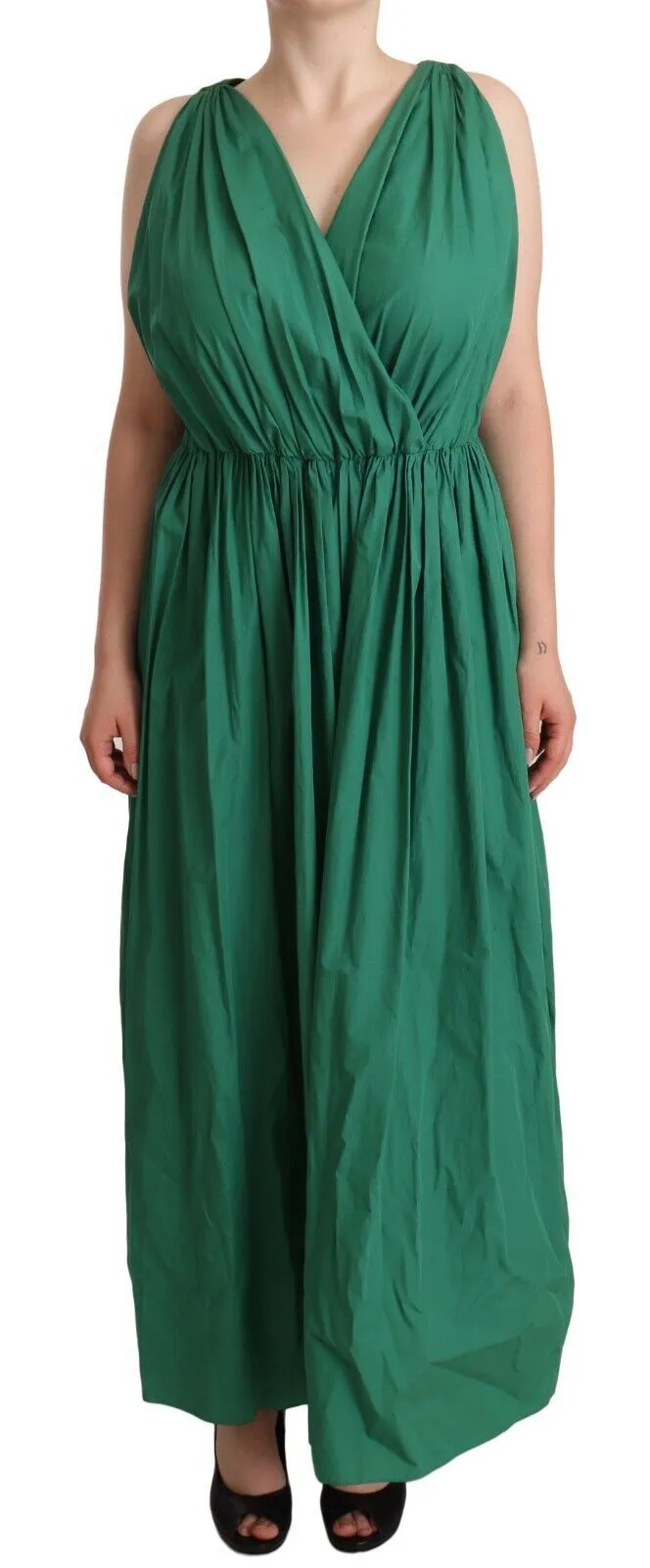 Dolce & Gabbana Women's Elegant Deep Green Sleeveless A-Line Dress