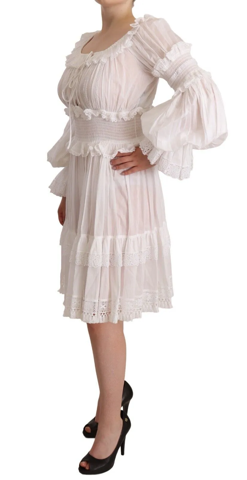 Dolce & Gabbana Women's Elegant Off-Shoulder Ruffled Dress in White