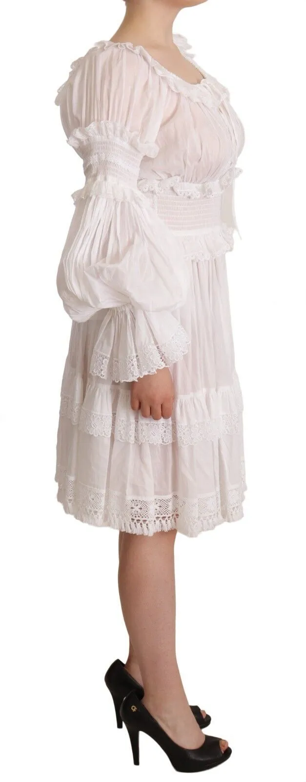 Dolce & Gabbana Women's Elegant Off-Shoulder Ruffled Dress in White