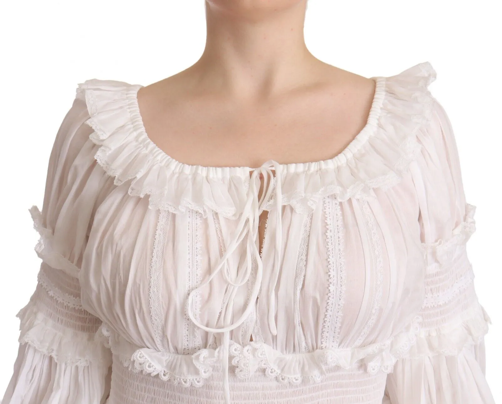 Dolce & Gabbana Women's Elegant Off-Shoulder Ruffled Dress in White