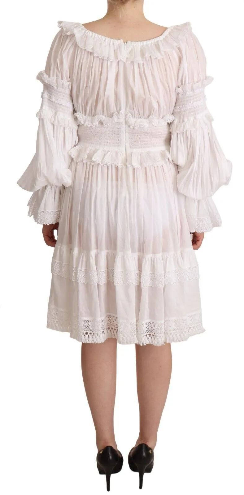 Dolce & Gabbana Women's Elegant Off-Shoulder Ruffled Dress in White