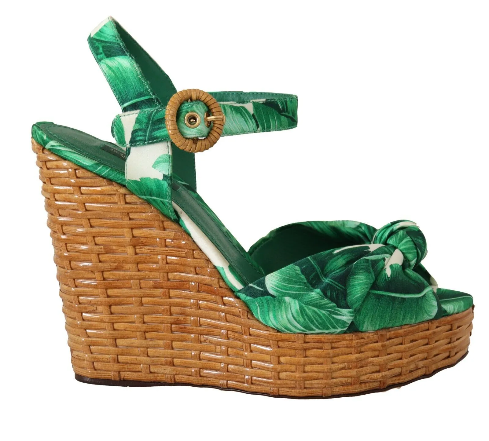 Dolce & Gabbana Women's Canvas Ankle Strap Wedge Heels Sandals