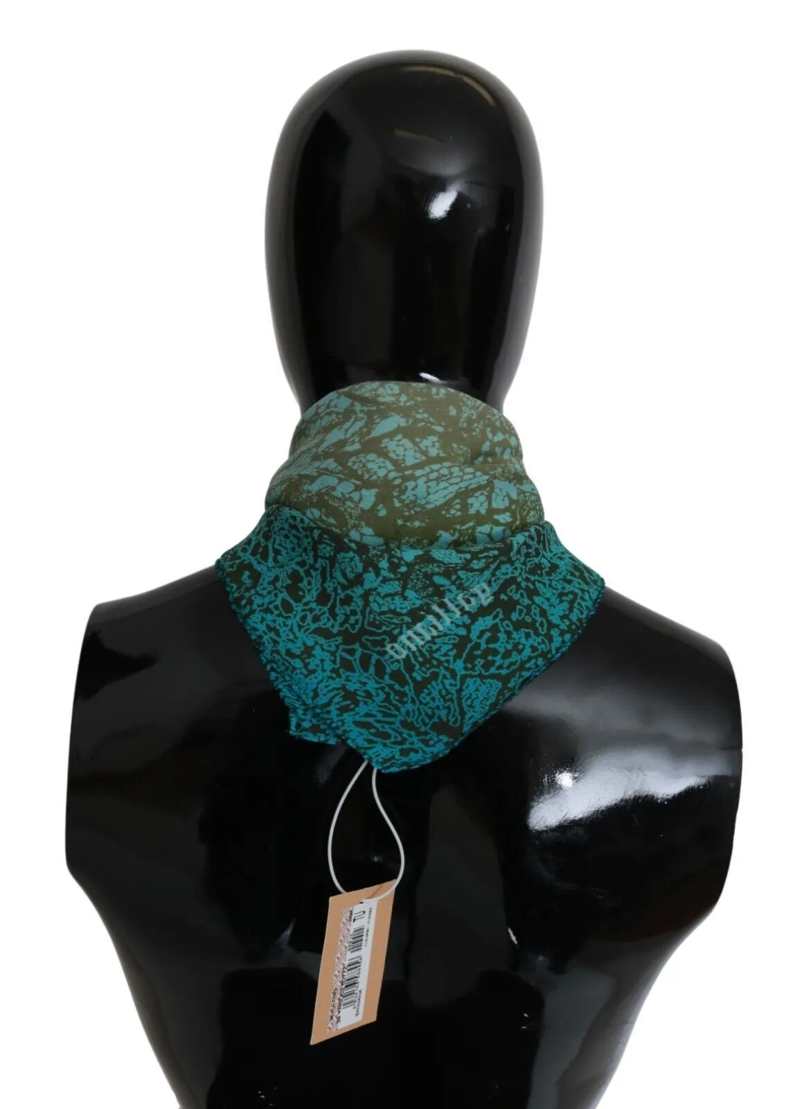John Galliano Men's Elegant Blue Cotton Bandana Wrap Shawl