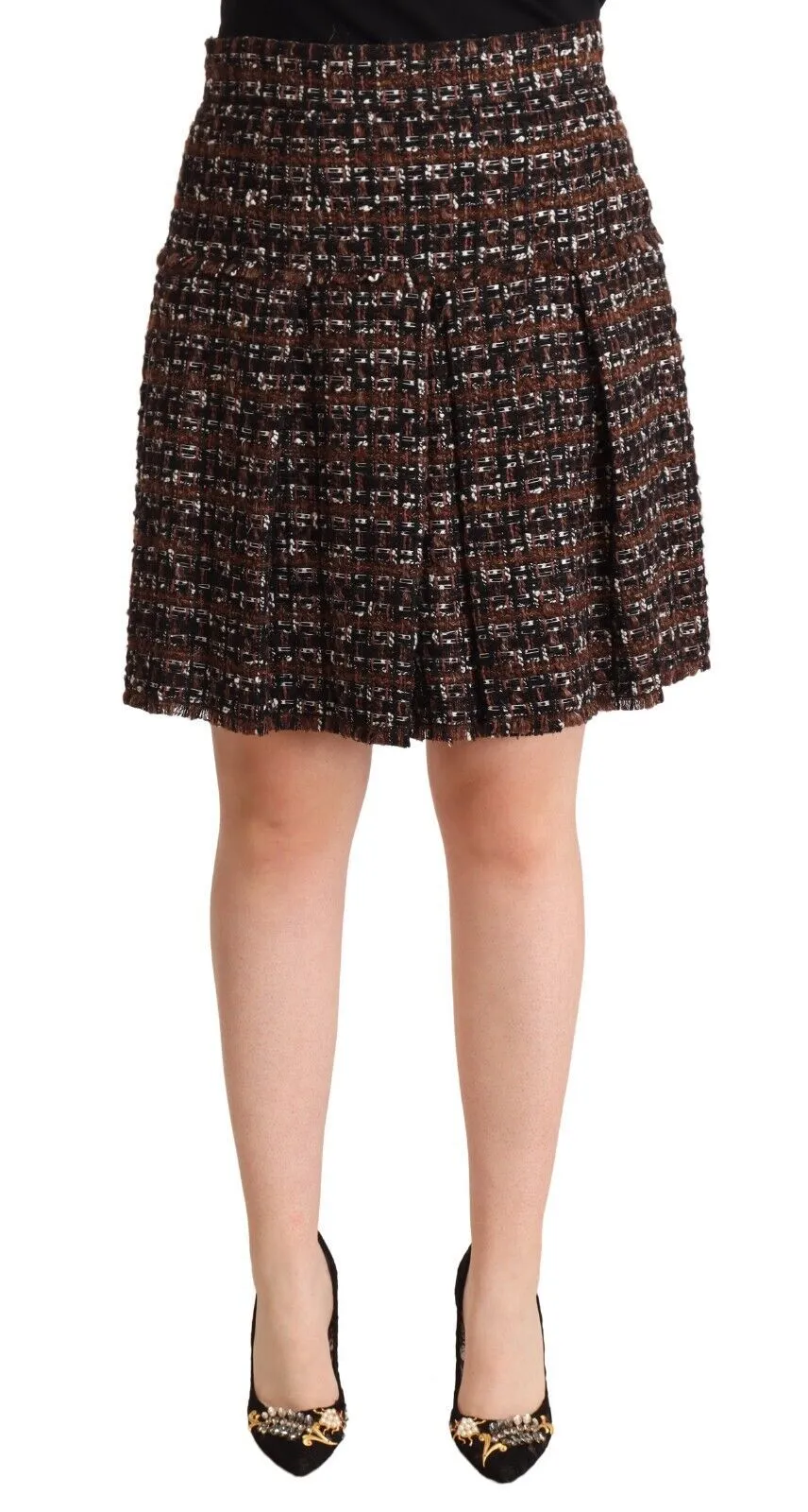 Dolce & Gabbana Women's Chic Brown A-line Pleated Mini Skirt