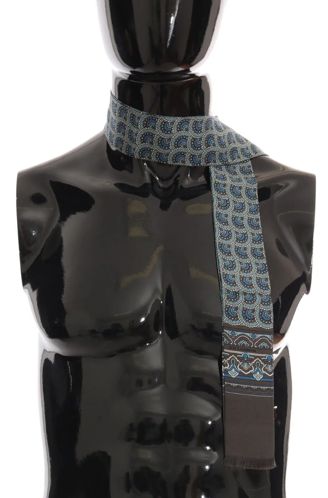 Dolce & Gabbana Men's Elegant Italian Silk Scarf in Vibrant Blue
