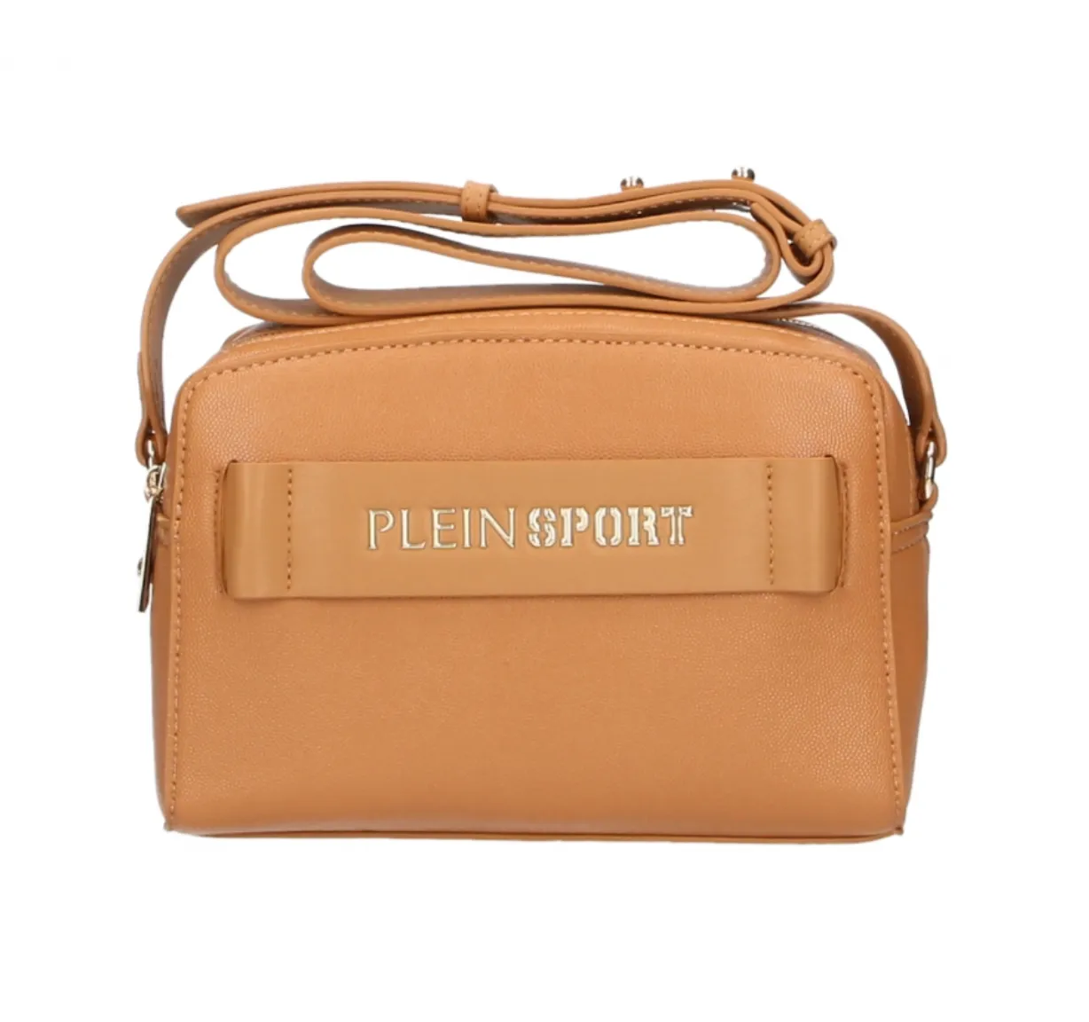 Plein Sport Women's Chic Camel-Toned Crossbody with Double Zip Closure